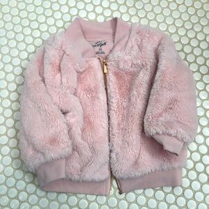 Cat and Jack baby girl pink fur bomber jacket